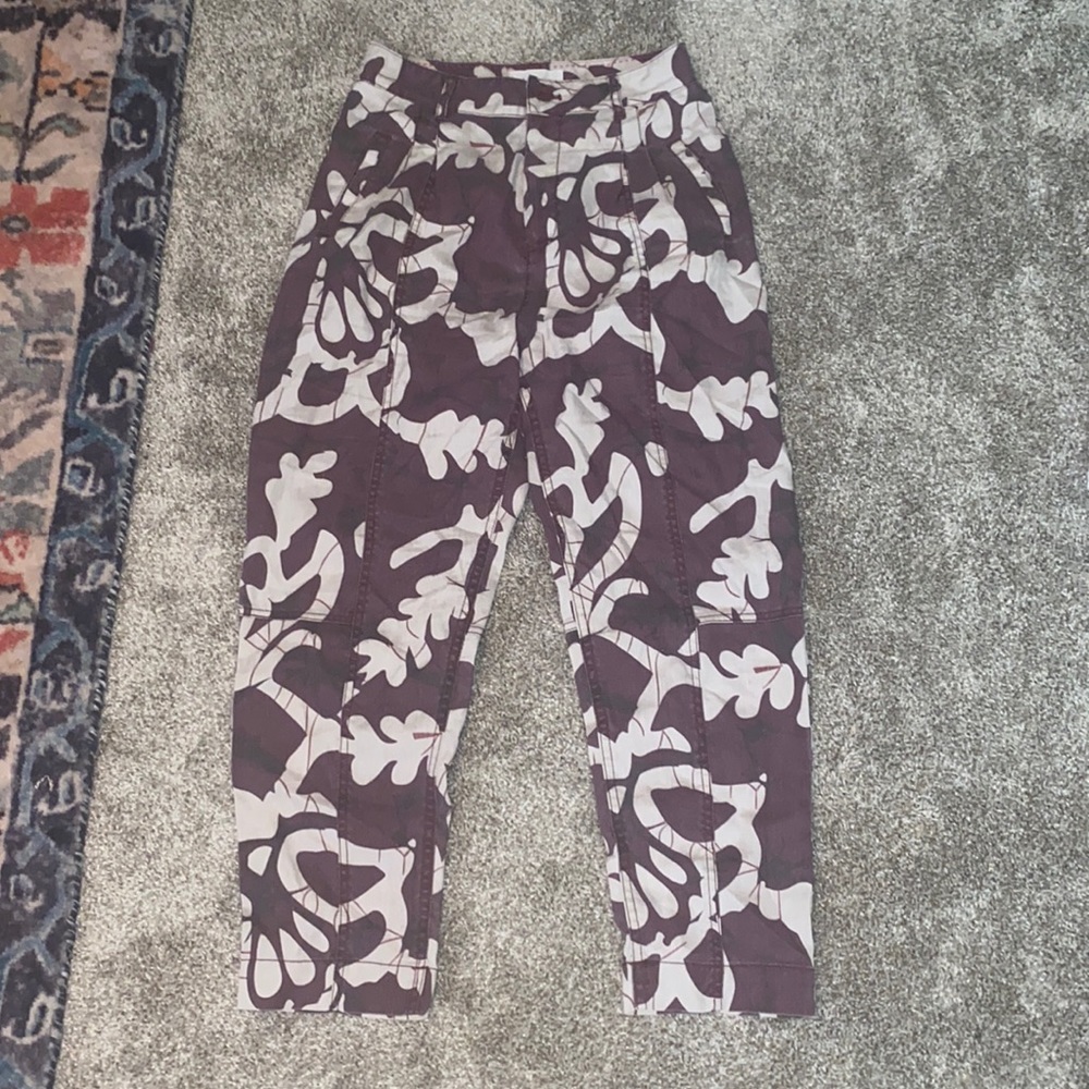 ANTHROPOLOGIE PURPLE WHITE PRINTED TROUSERS SIZE 26